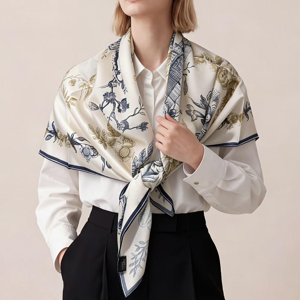 [BYSIFA] Blue White 100% Silk  - Shawl Wrap Winter 리뷰 및 가격