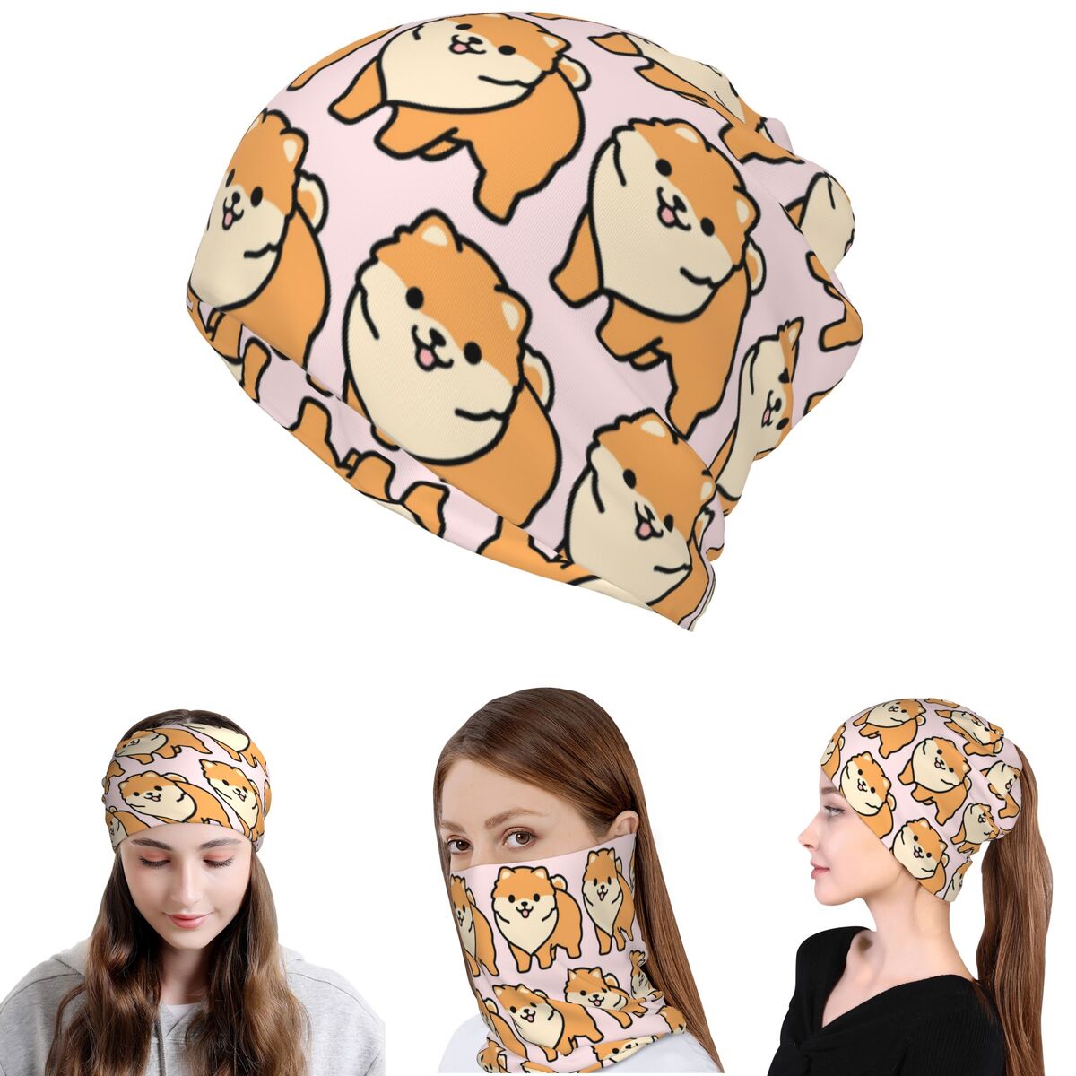 Pomeranian Bandana Neck Gaiter - Knit Beanie Hat Warm 리뷰 및 가격