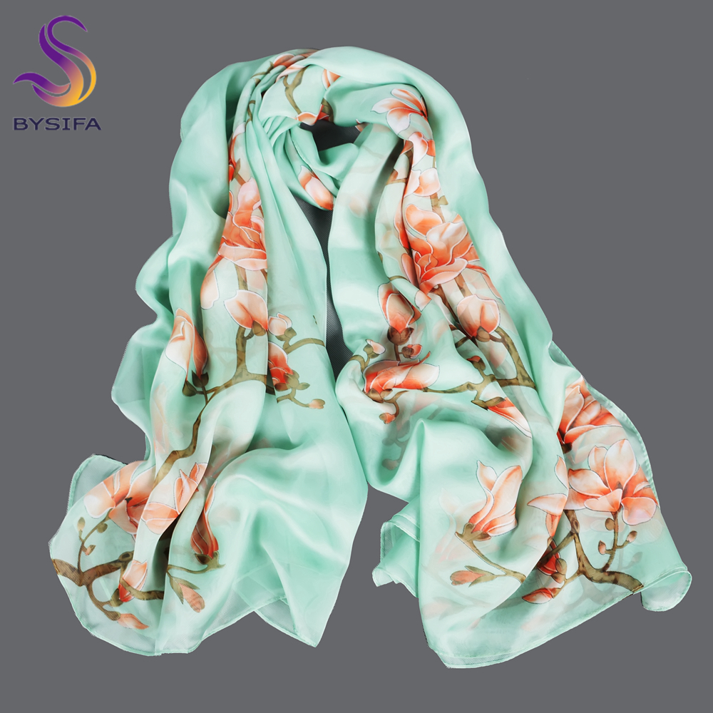 BYSIFA| Light Green Silk Scarf - Shawl Wrap Winter 리뷰 및 가격