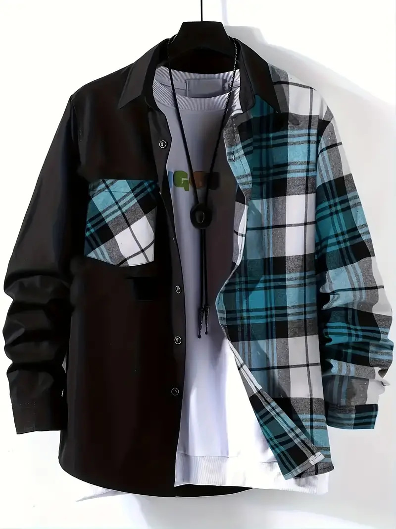 Spring and Autumn Men's Casual - Flannel Shirt Lined 리뷰 및 가격