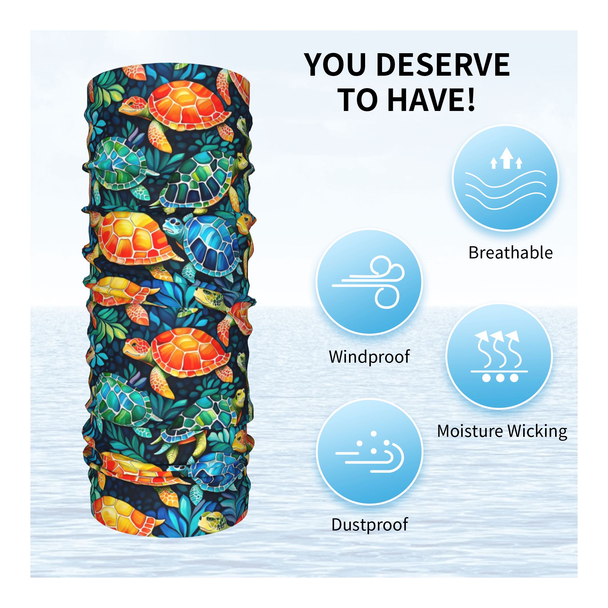 Custom Funny Colorful Sea Turt - Neck Gaiter Fleece 리뷰 및 가격