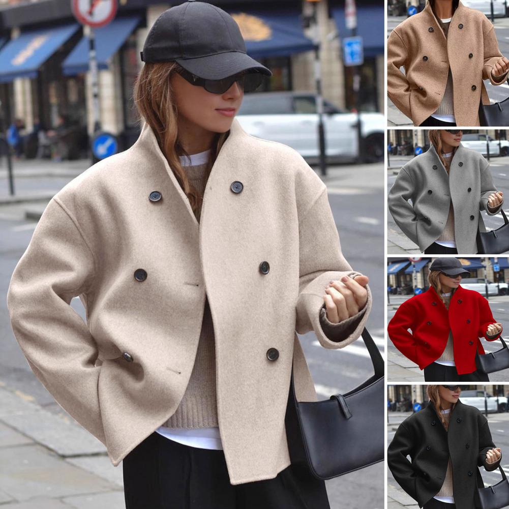 Women's Winter Cropped Wool Co - Wool Coat Peacoat 리뷰 및 가격